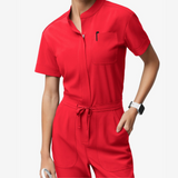 Women's Six Pockets Short Sleeves Jumpsuit