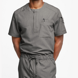 Men's 4-Pocket Short Sleeve Henley Scrub Top