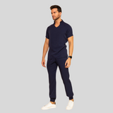 Men's Slim Fit Scrub Top with Differentiated Collar