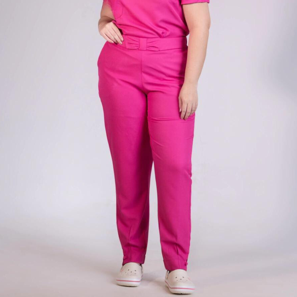 Women's Pleated Hem Elastic Waistband Scrub Pant