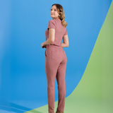 Women's Elastic Waistband Lace-up Details Scrub Pant