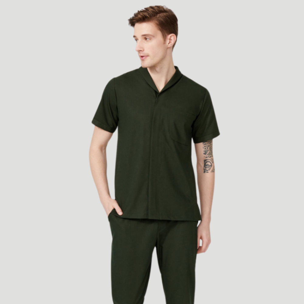 Men's Mostra Collar Three Pockets Scrub Top