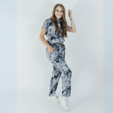 Women's Ankle-length Ankle Slit Printed Scrub Pant