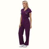 Women's Wide Leg SCcrub Jumpsuit With Front Tucks