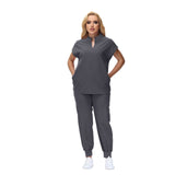 Elegant Crystal Scrub Set with mandarin collar and expansive fit, perfect for healthcare professionals.