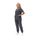 Cleo Scrub Set featuring a classic fit and cross design V-neck, ideal for healthcare professionals.