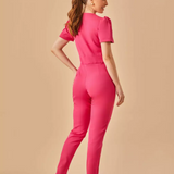 Women's V-neck Puff Sleeve Jumpsuit