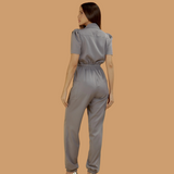 Women's Polo Neck Puff Sleeve Jumpsuit