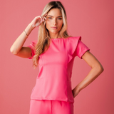 Women's Round-neck Slim Scrub Top