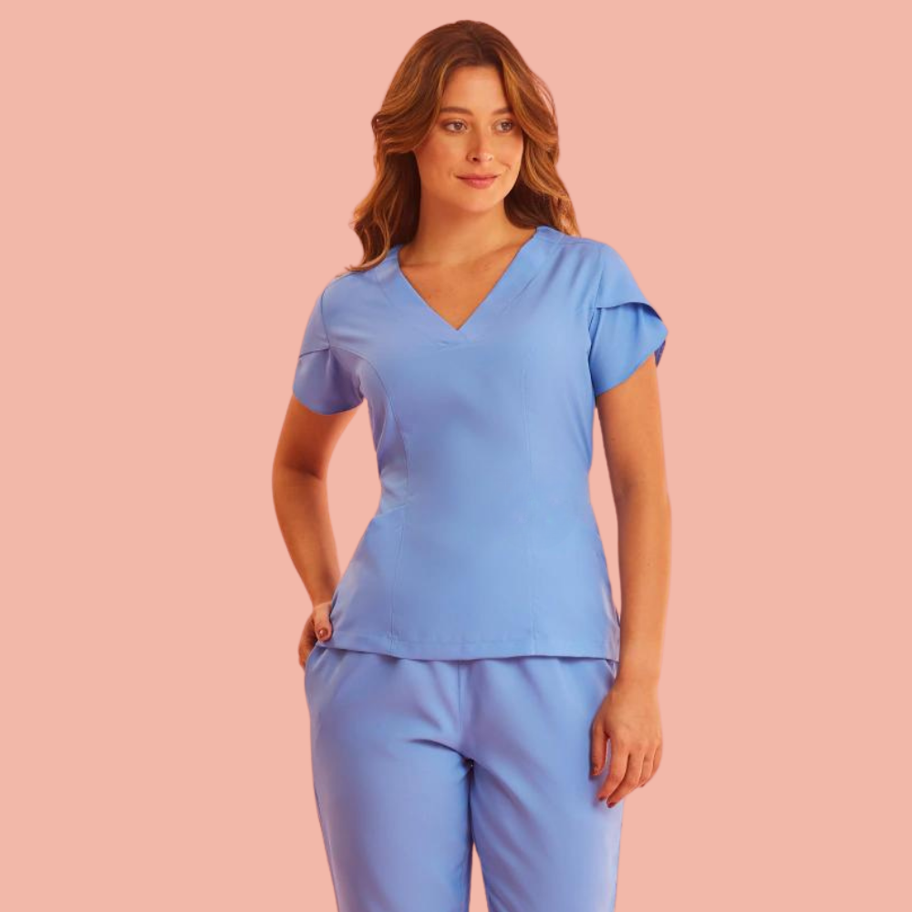 Women's Tulip Sleeve V-neck Scrub Top