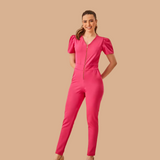 Women's V-neck Puff Sleeve Jumpsuit