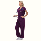 Women's Wide Leg SCcrub Jumpsuit With Front Tucks