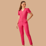 Women's V-neck Puff Sleeve Jumpsuit