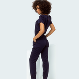 Women's Elastic Waist With Button Slim Fit Scrub Pant