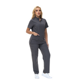 Alison Four-Pocket Scrub Top with mandarin collar and functional design.