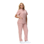 Alison Four-Pocket Scrub Top with mandarin collar and functional design.