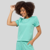 Women's Crew Neck Tulip Sleeve Scrub Top