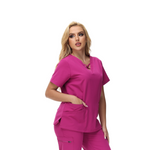 Anne V-neck Four-Pocket Scrub Top featuring a unique cross design and functional pockets.