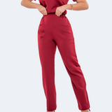 Women's Side Elastic Waistband Slim Fit Scrub Pant