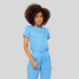 Women's Crew Neck Tulip Sleeve Scrub Top