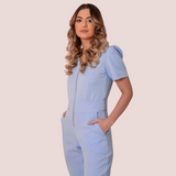 Women's V-neck Puff Sleeve Jumpsuit