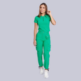 Women's Simple Zip Collar Scrub Top