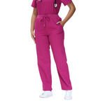 Beata Six-Pocket Straight Scrub Pants with adjustable drawcord and vibrant design.