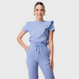 Women's Round-neck Slim Scrub Top