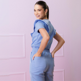 Women's Round-neck Slim Scrub Top