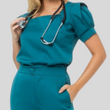 Women's Square Neck Slim Fit Scrub Top