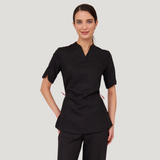 Women's Flower Petals Sleeves Kangaroo Pocket Scrub Top