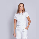 Women's Simple Zip Collar Scrub Top