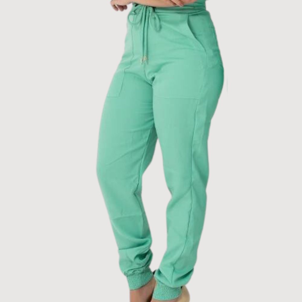 Women's Back Elastic Waistband Side and Back Pockets Scrub Pant