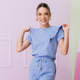 Women's Round-neck Slim Scrub Top