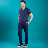 Men's Elastic Waistband Side Pockets Scrub Pant