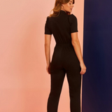 Women's Polo Neck Puff Sleeve Jumpsuit