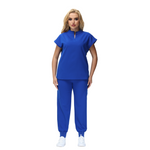 Elegant Crystal Scrub Set with mandarin collar and expansive fit, perfect for healthcare professionals.