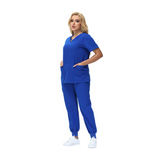 Cleo Scrub Set featuring a classic fit and cross design V-neck, ideal for healthcare professionals.