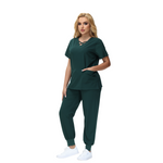 Cleo Scrub Set featuring a classic fit and cross design V-neck, ideal for healthcare professionals.