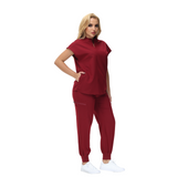 Elegant Crystal Scrub Set with mandarin collar and expansive fit, perfect for healthcare professionals.