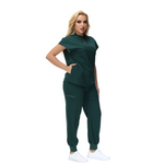 Elegant Crystal Scrub Set with mandarin collar and expansive fit, perfect for healthcare professionals.