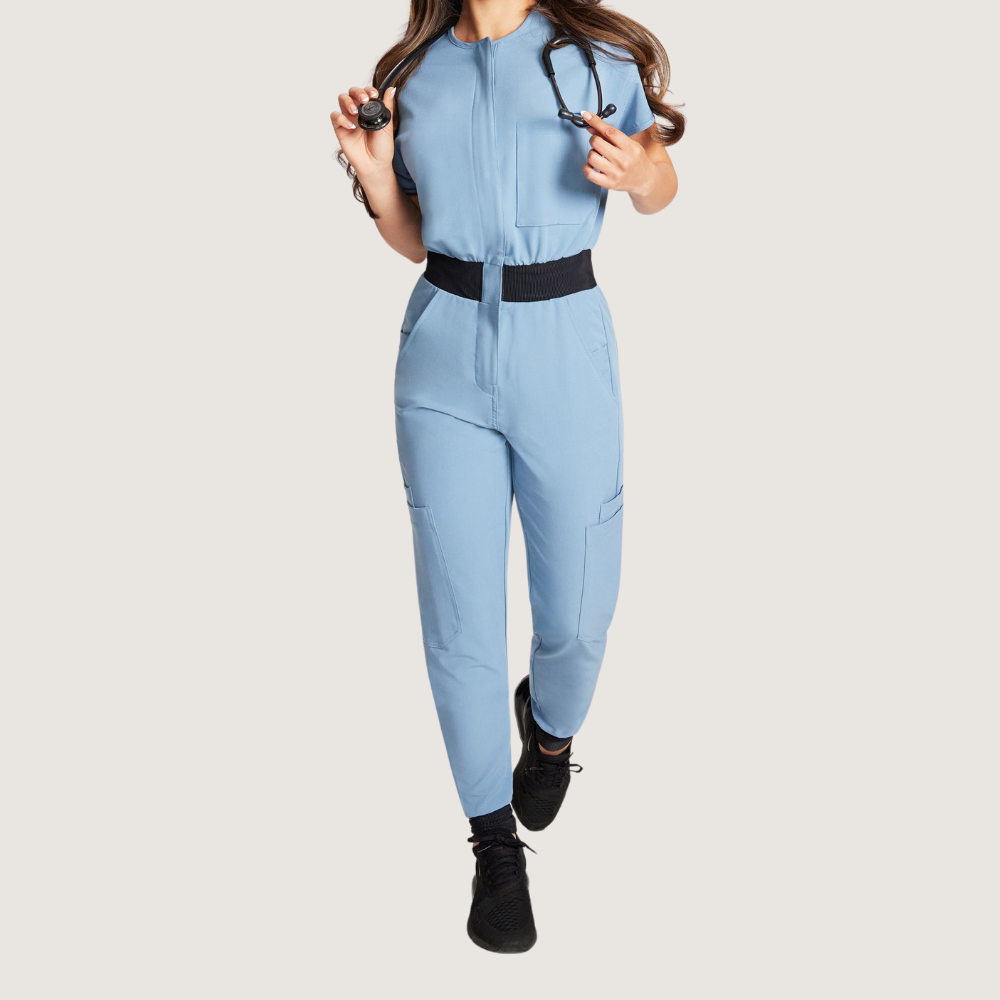 Women's Multiple Pockets Zipper Front Cap Sleeves Jumpsuit