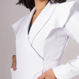 Women's Tuxedo Collar Jabour Detail Sleeves Lab Coat