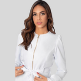 Women's Slim Fit Lab Coat With Puff Sleeves