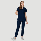 Women's Mostra Collar Two Side Pockets Scrub Top