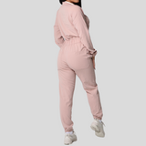 Women's Eight Pockets Zip Front Elastic Waistband Jumpsuit