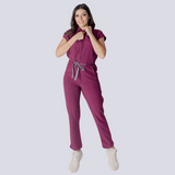 Women's Polo Collar Four Pockets Slim Ankle Jumpsuit