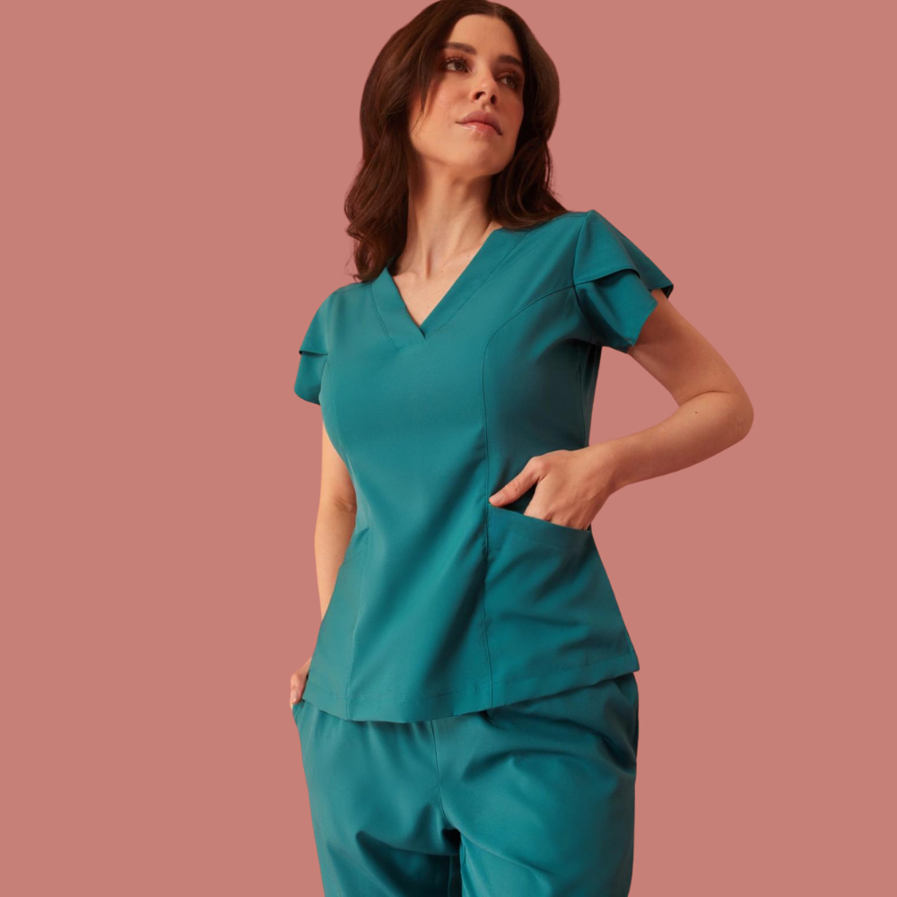 Women's Tulip Sleeve V-neck Scrub Top