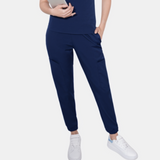 Women's Elastic Waistband Multiple Pockets Scrub Pant