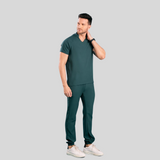 Men's Slim Fit Scrub Top with Differentiated Collar